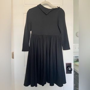 Milly Black Babydoll Wool Dress with Buttons